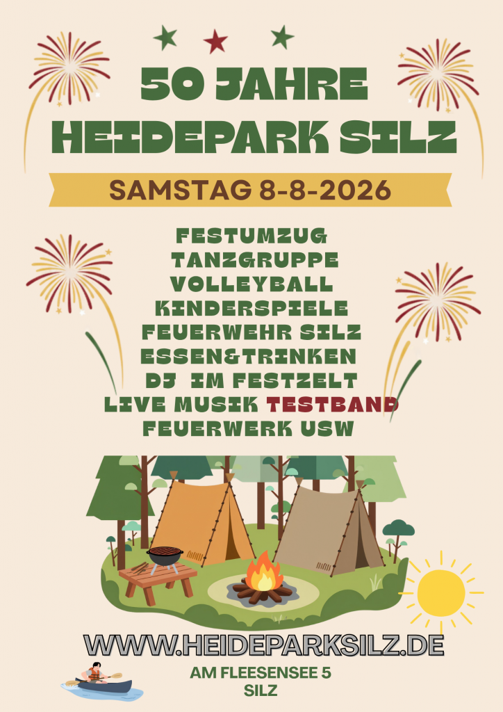 Jubiläumsparty "50 Jahre Heidepark Silz" am 08.08.2026